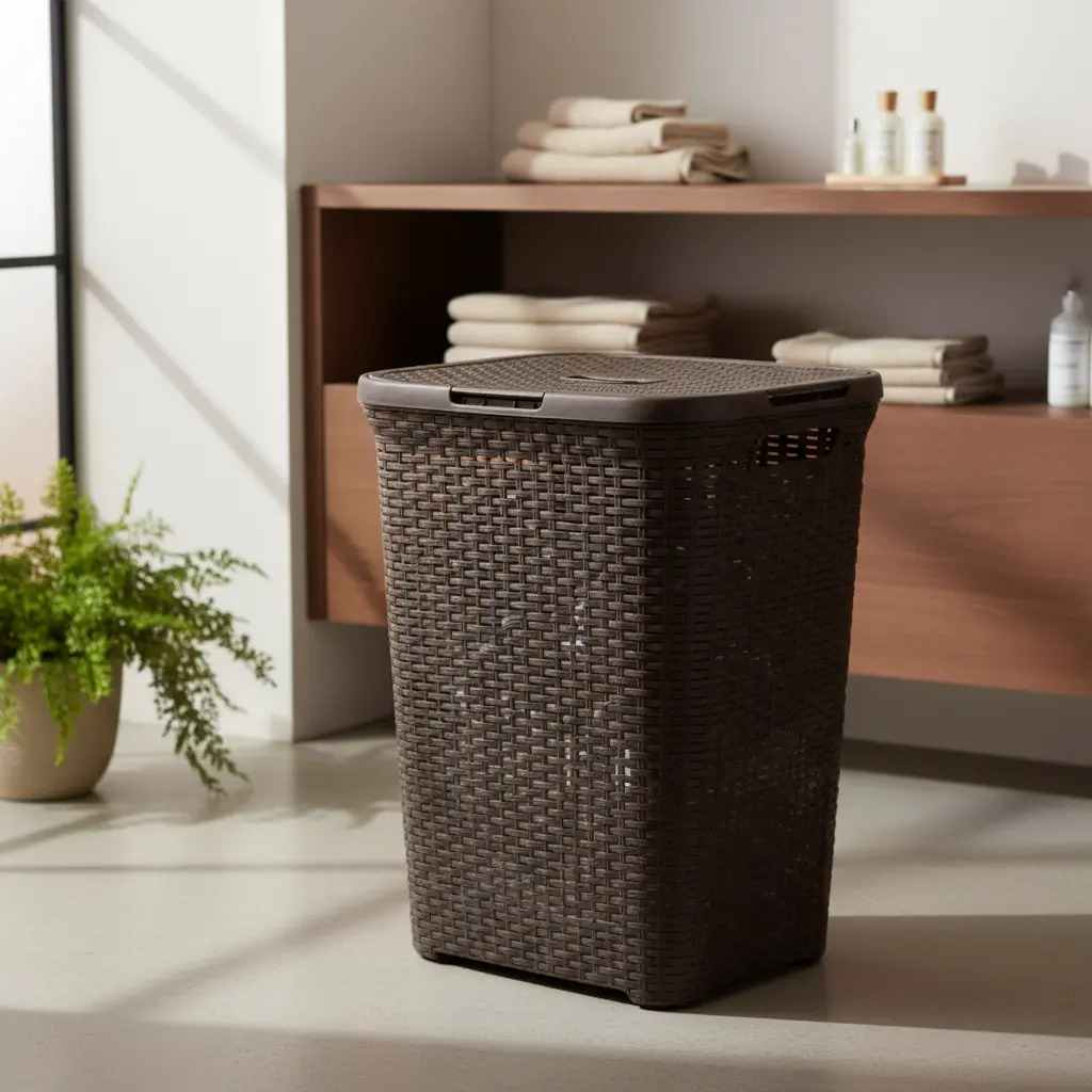 Cesto Canasto Para Ropa Ratan 60 Litros Con Tapa Marca Mp