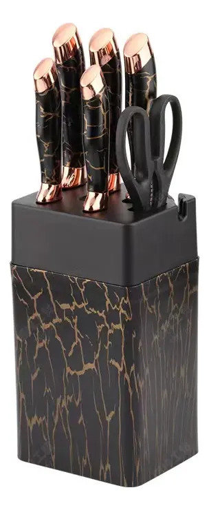 Set Cuchillos De Cocina 7 Piezas Con Bloque Diseño De Mármol - Imagen 18