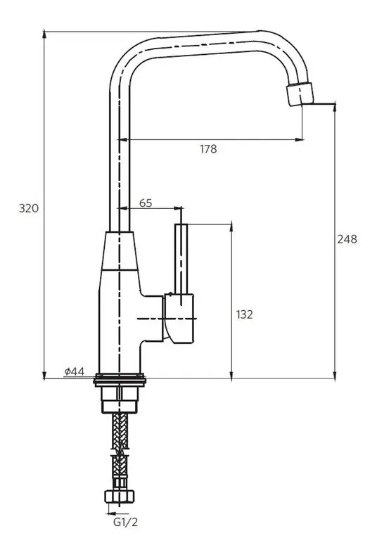 Monomando Grifo Llave Vertical Lavaplatos Fregadero Brera - Imagen 3