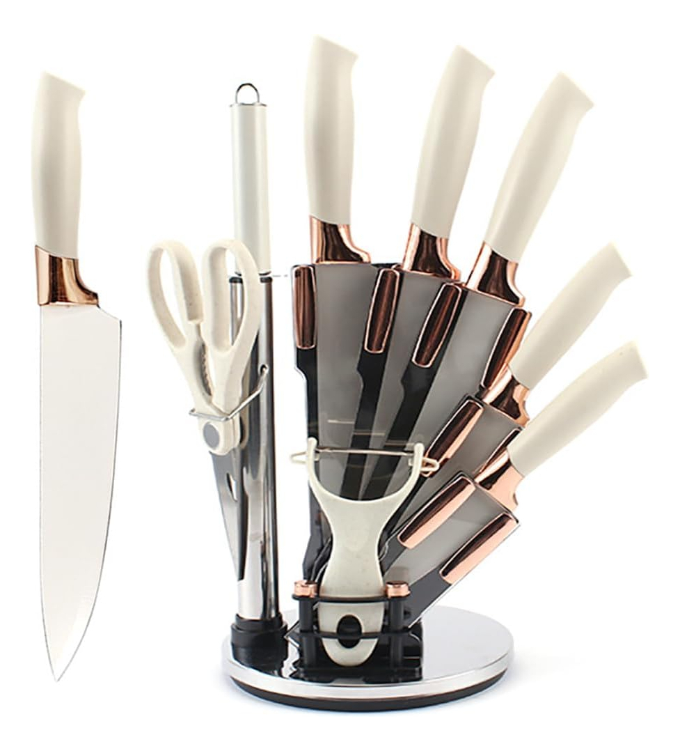 Set De Cuchillos Premium 9 Piezas Con Soporte Giratorio Liso - Imagen 12