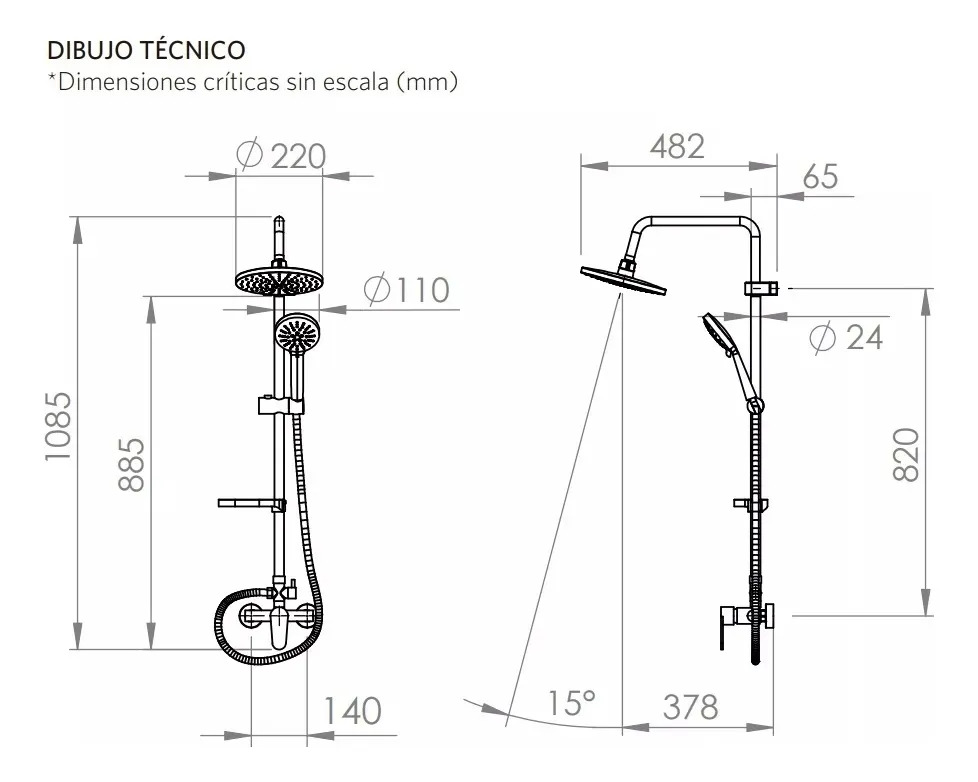 Columna De Ducha Modelo Stella Con Monomando Stetto - Imagen 2