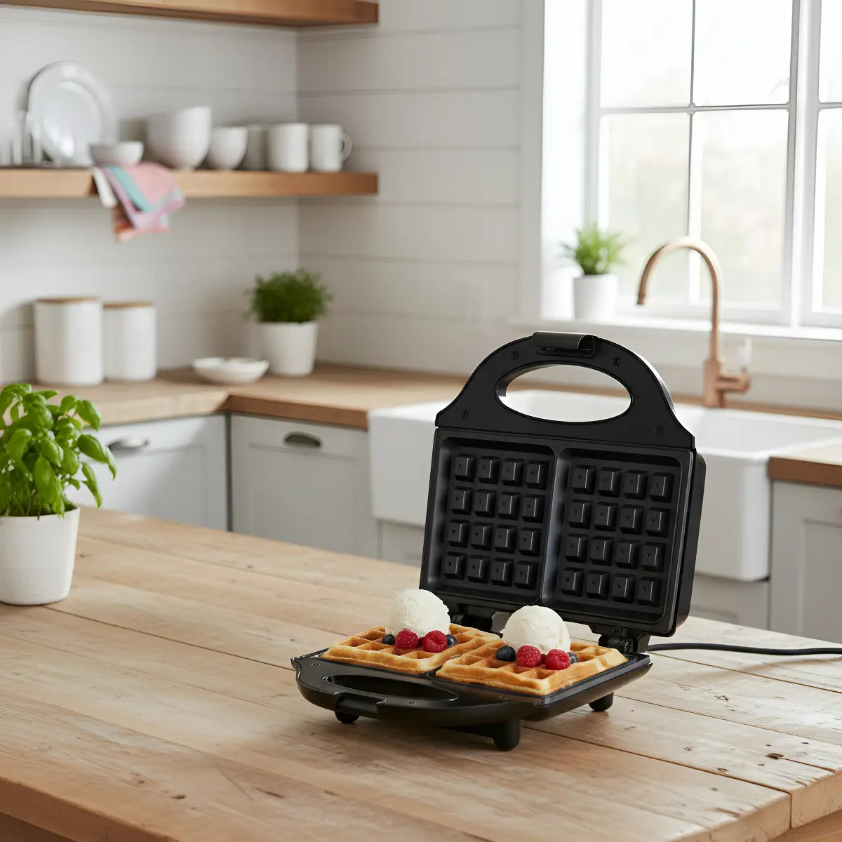 Wafflera Doble Maquina Para Preparar Waffles Potencia 750w - Imagen 3