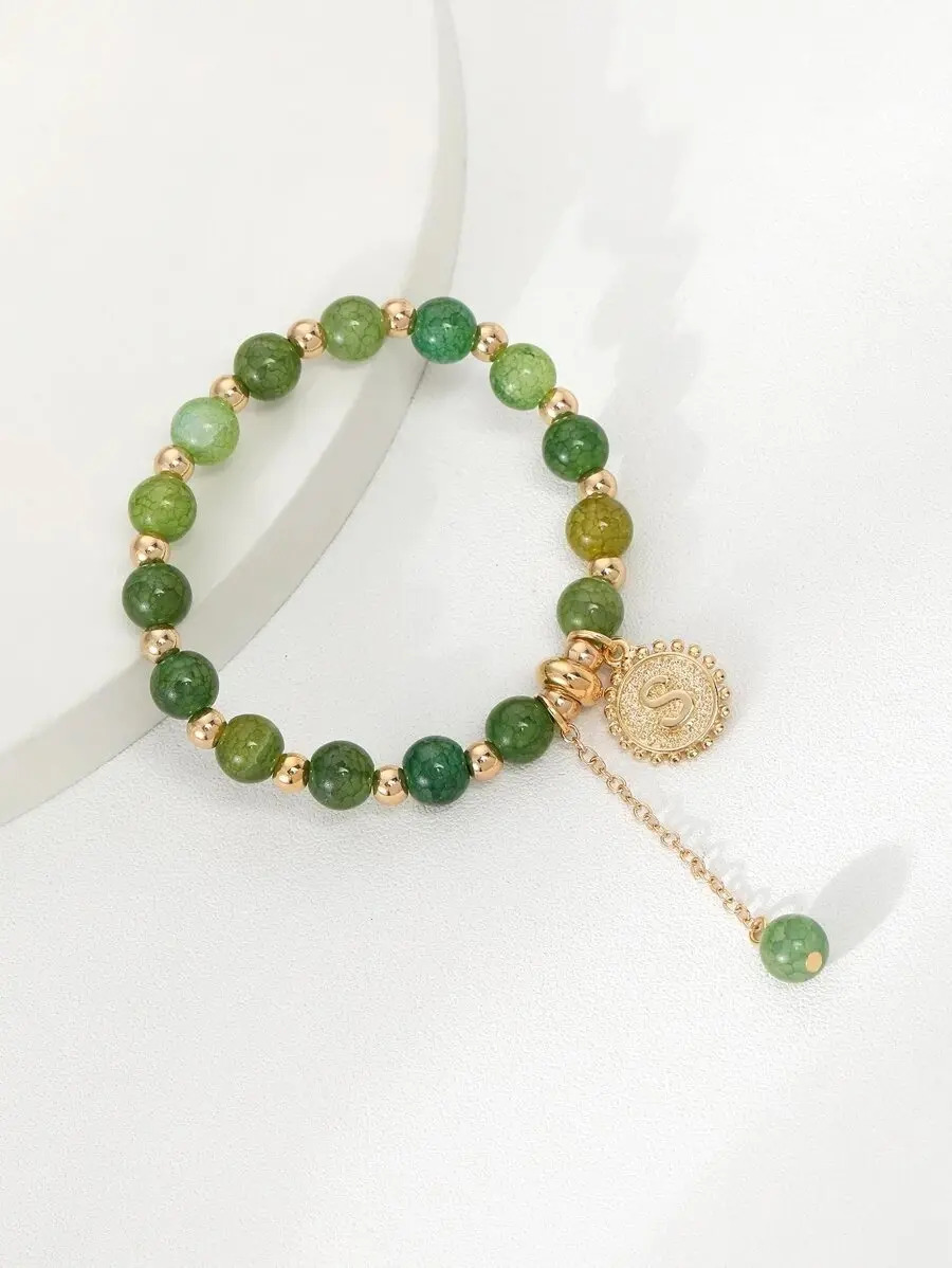 Pulsera Elegante Con Cuenca Circular Diseño De Vidrio Pnl - Imagen 2