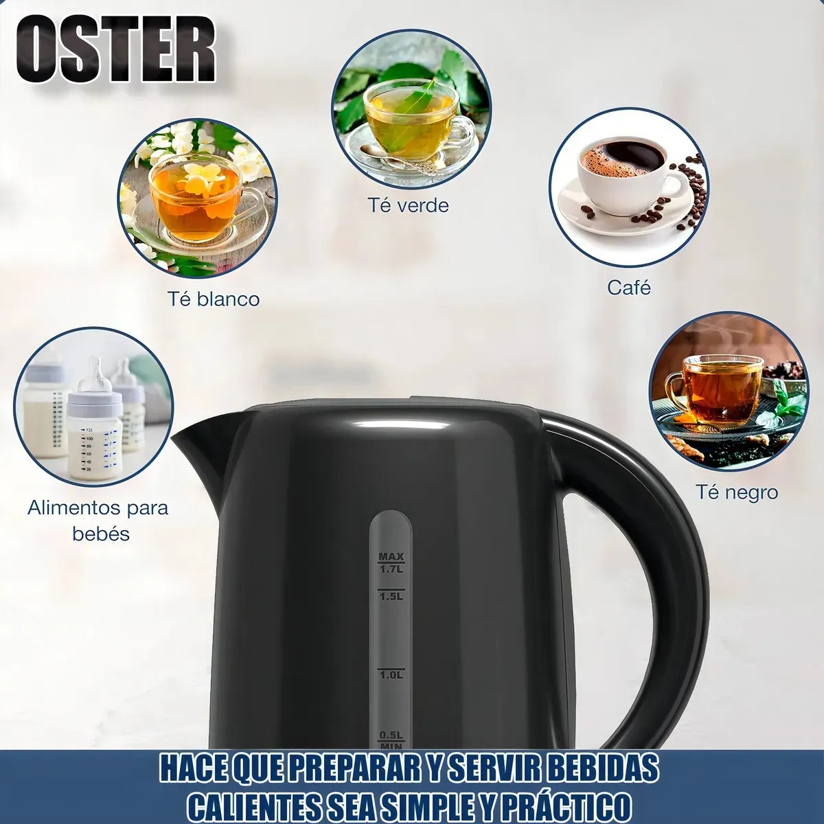 Hervidor Electrico Capacidad De 1.7 Litros Marca Oster - Imagen 9