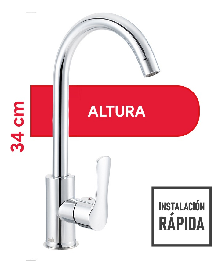 Llave Grifería Monomando Lavaplatos Vertical Alabama Pmb - Imagen 6
