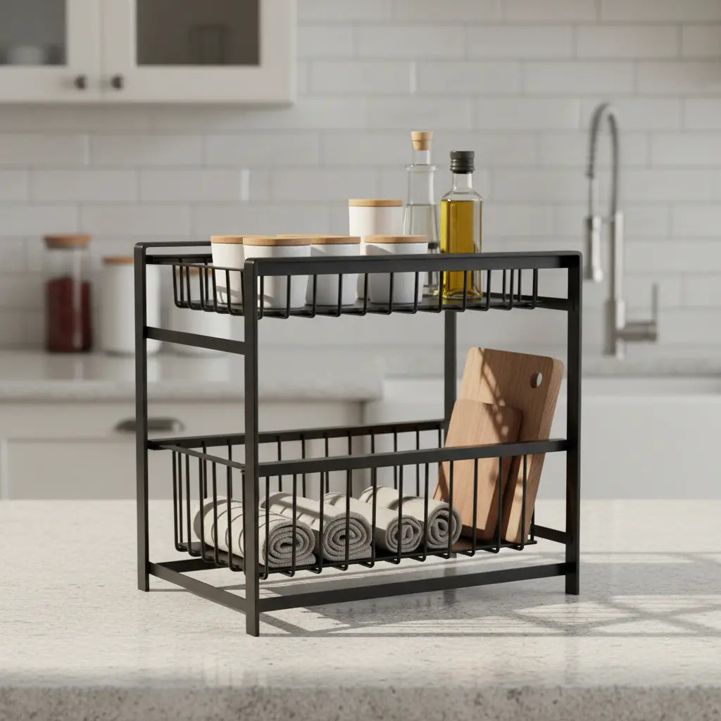 Oganizador Rack De Especias Cocina Multifuncional 2 Niveles - Imagen 2