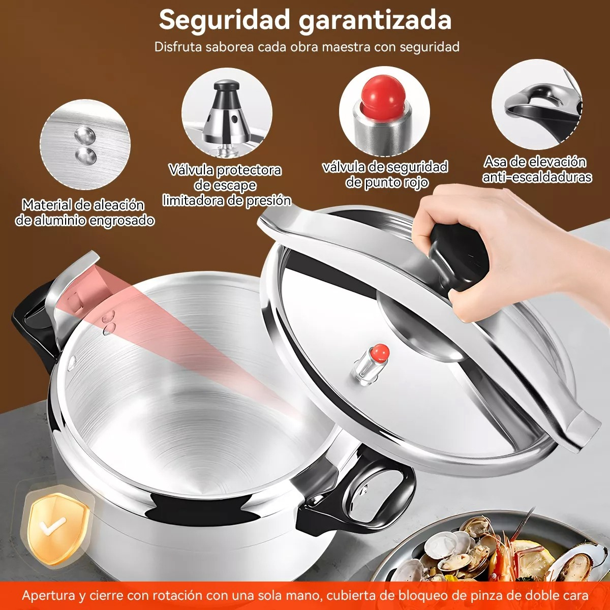 Olla A Presión Aluminio Comprezzo 6 Litros Fantuzzi - Imagen 7