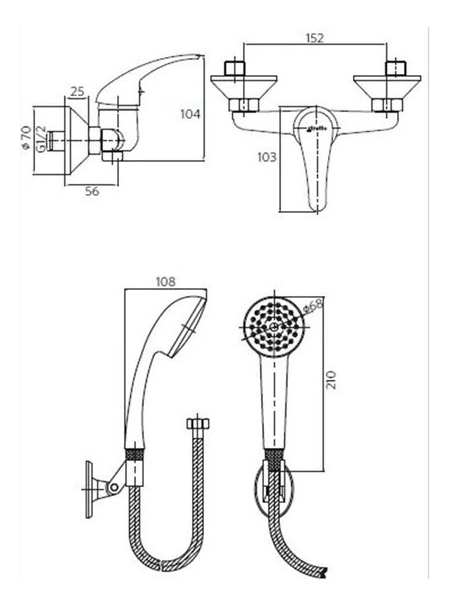 Monomando Llave Grifo Para Ducha Modelo Ornella Stretto - Imagen 3