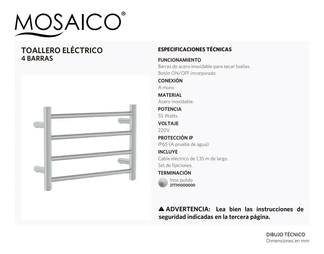 Toallero Secatoallas Electrico Calentador 55w Stretto - Imagen 7