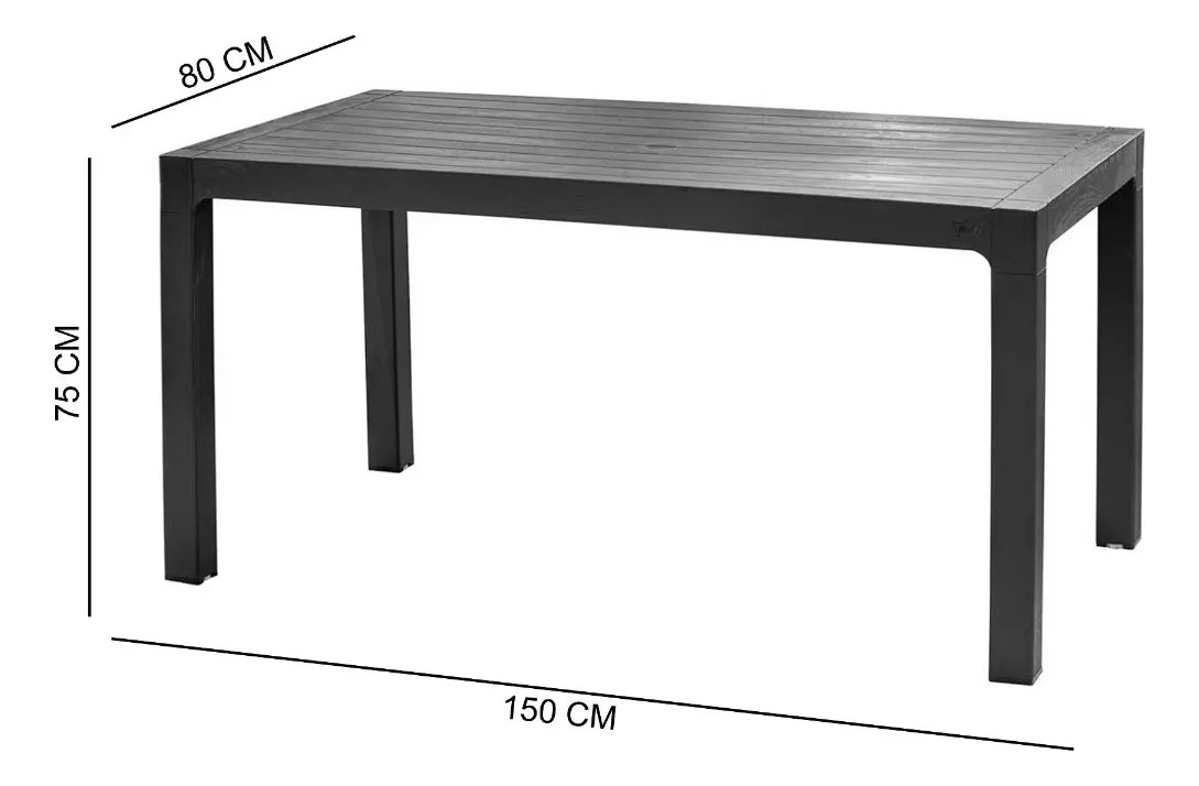 Mesa Rectangular 150x80 Cm Resina Modelo Roble Reyplast - Imagen 5