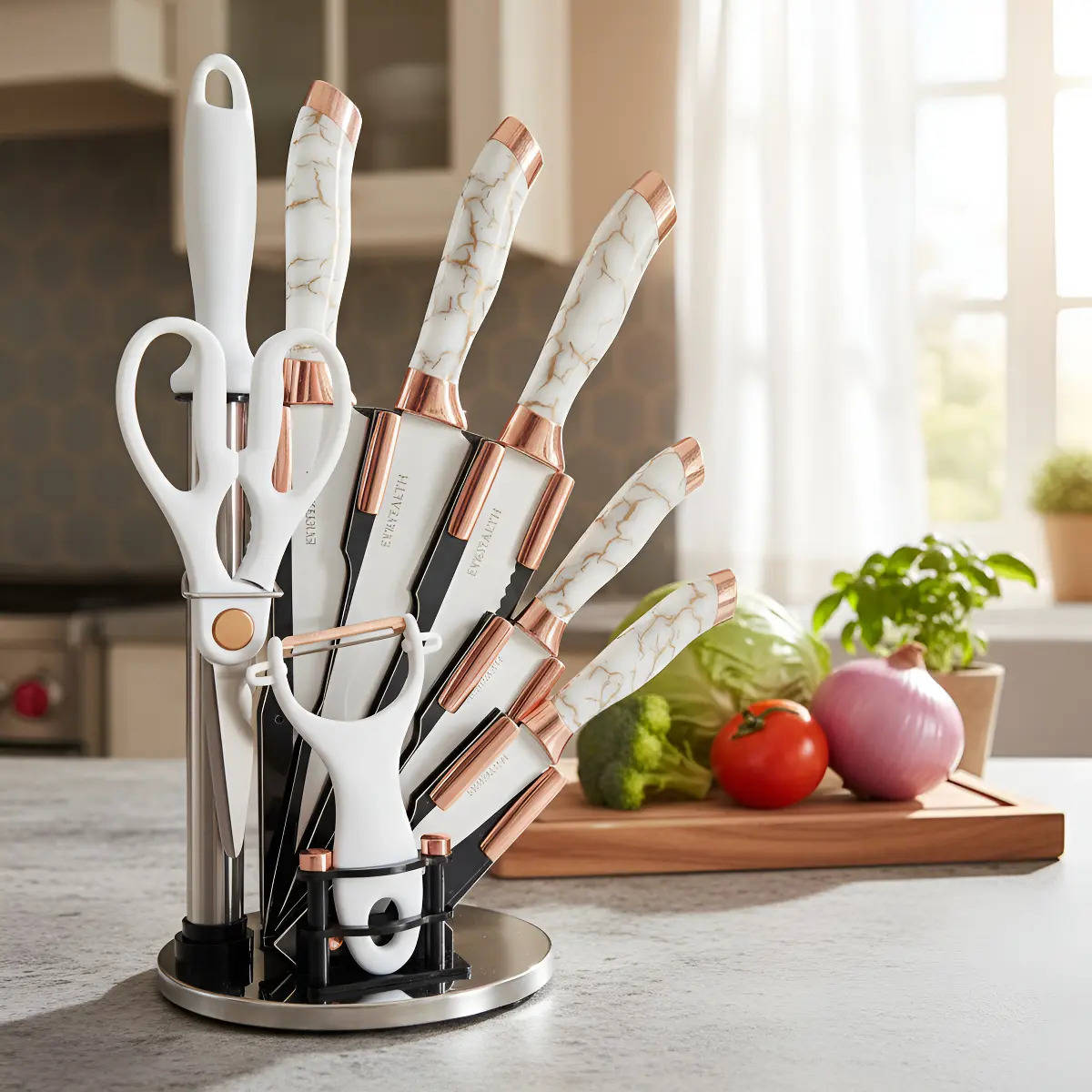 Set De Cuchillos Premium 9 Piezas Con Soporte Giratorio