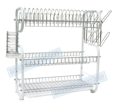 Secador De Platos 3 Niveles Platera Acero Cromado