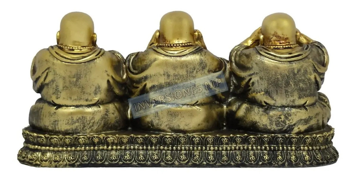Buda Sabio Ciego Sordo Mudo 3 En 1 Feng Shui Suerte - Imagen 2