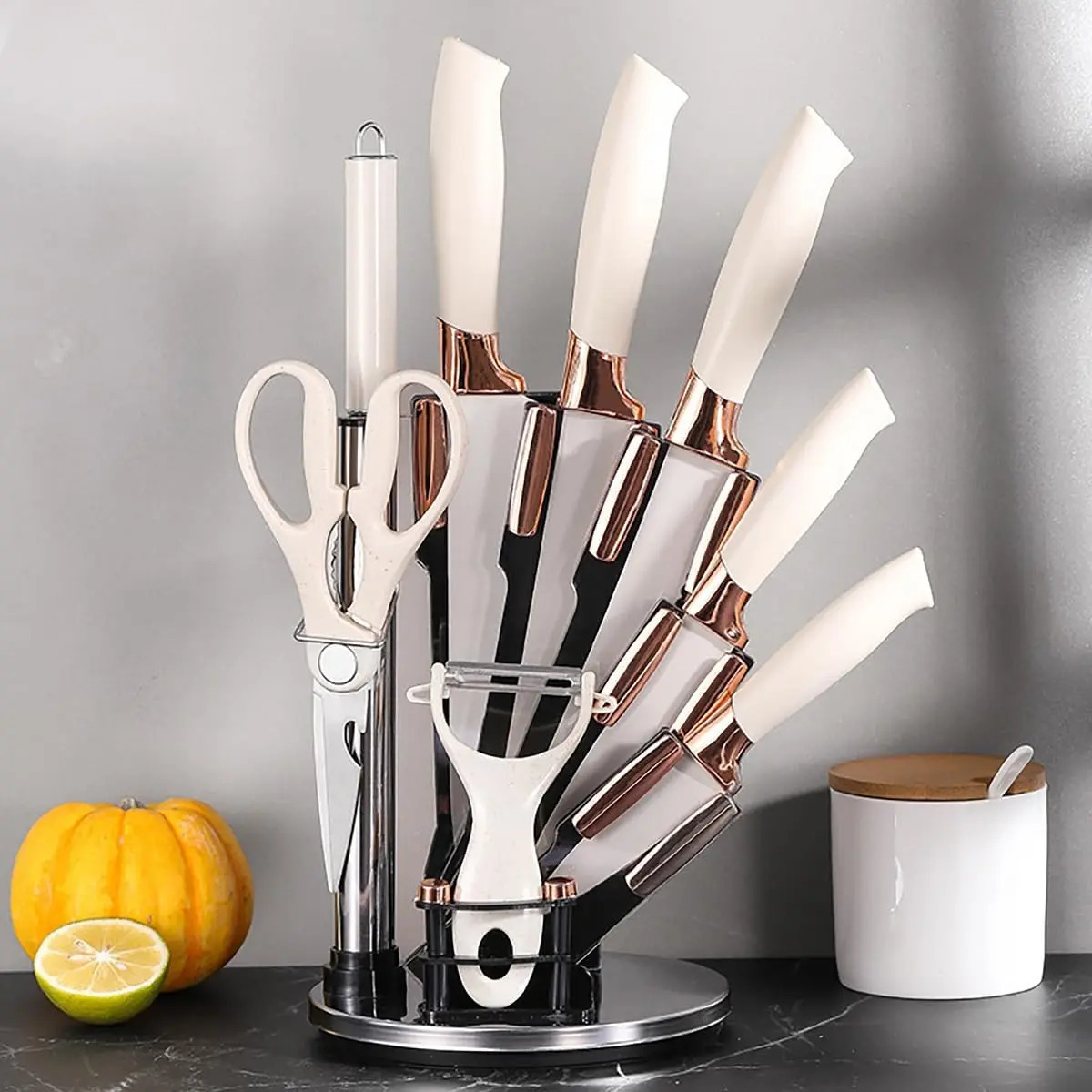Set De Cuchillos Premium 9 Piezas Con Soporte Giratorio Liso - Imagen 10