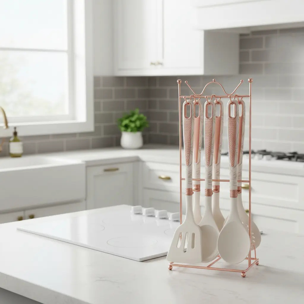 Set Utensilios De Cocina 7 Piezas Con Soporte De Metal