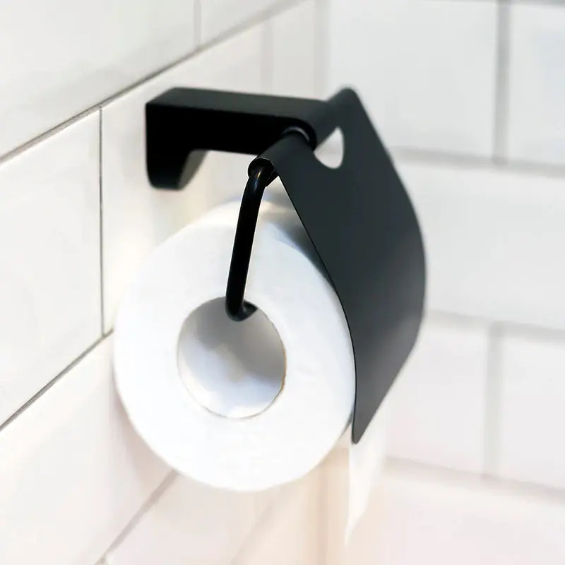 Porta Confort Porta Papel Higiénico Soporte Negro Stretto - Imagen 2