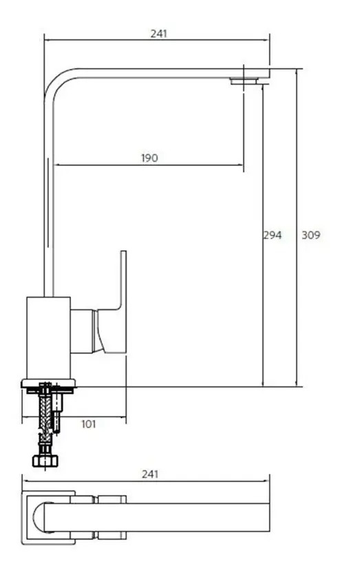 Monomando Llave Grifo Para Lavaplatos Taff Stretto - Imagen 8