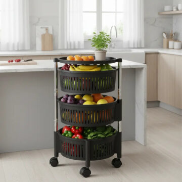 Carrito Organizador Verdulero Frutero Giratorio 3 Estantes