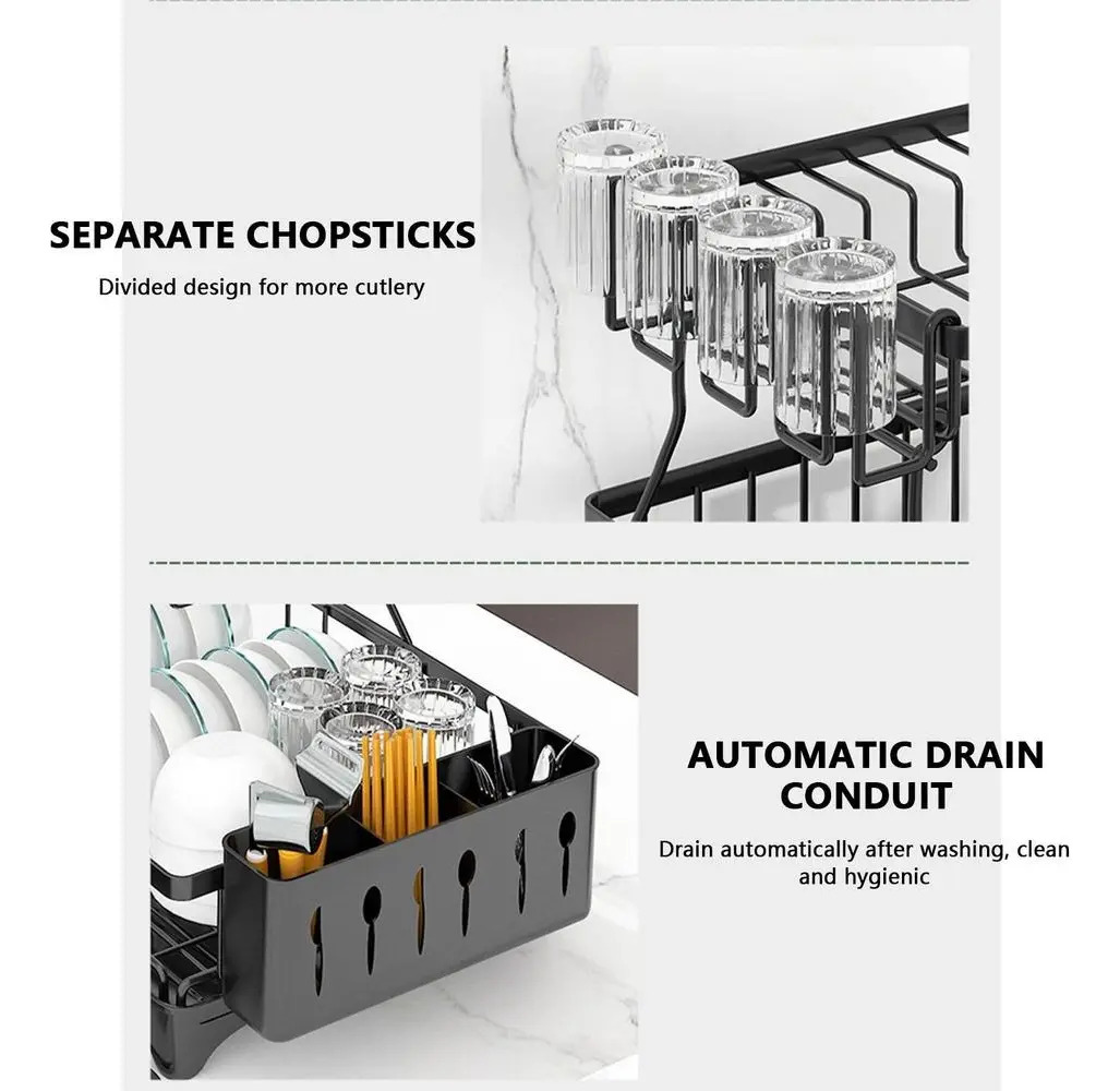 Secaplatos De Aluminio Elegante 2 Niveles Con Cubiertero - Imagen 8