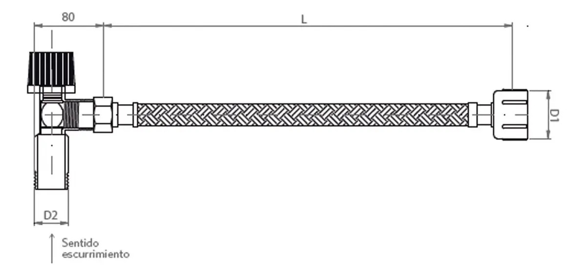 Llave Angular 1/2 Y Flexible Technoflex 1/2x15/16 De 35cm - Imagen 4