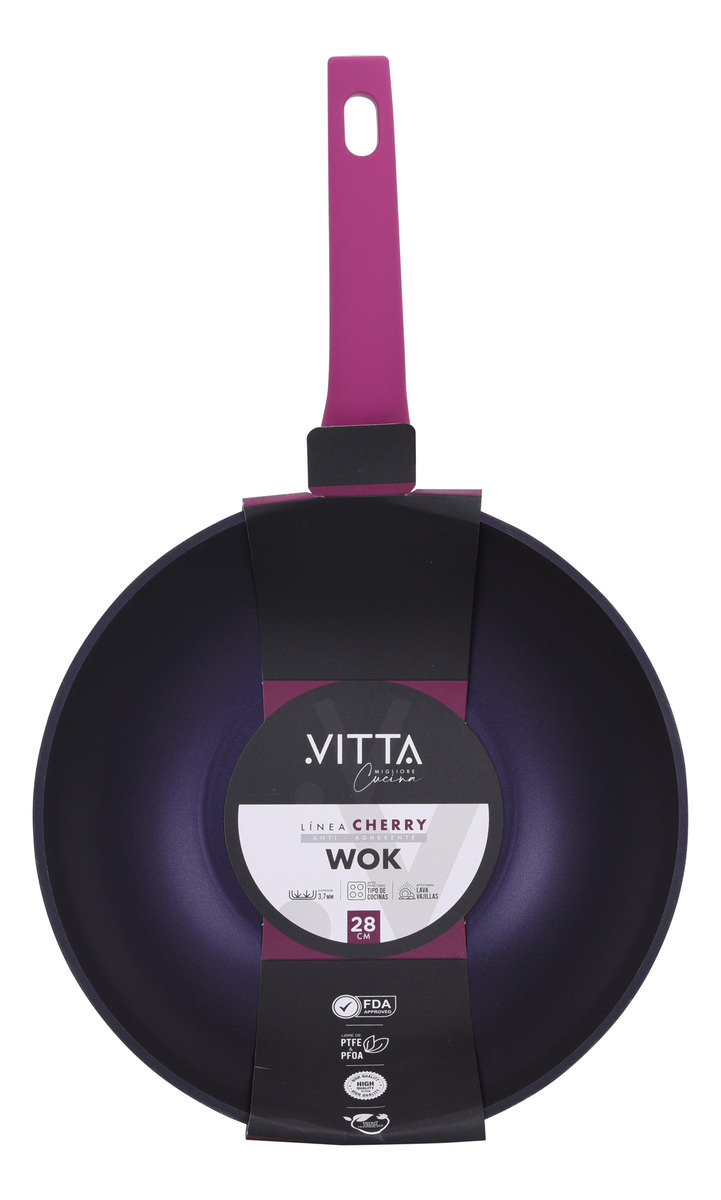 Sarten Paila Tipo Wok De 28 Centimetros Cherry Marca Vitta - Imagen 2