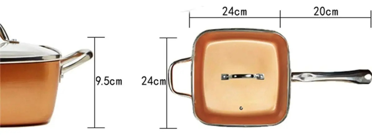 Sartén Cobre Multiuso Cesta Freír Cerámica Anti Adherente - Imagen 6