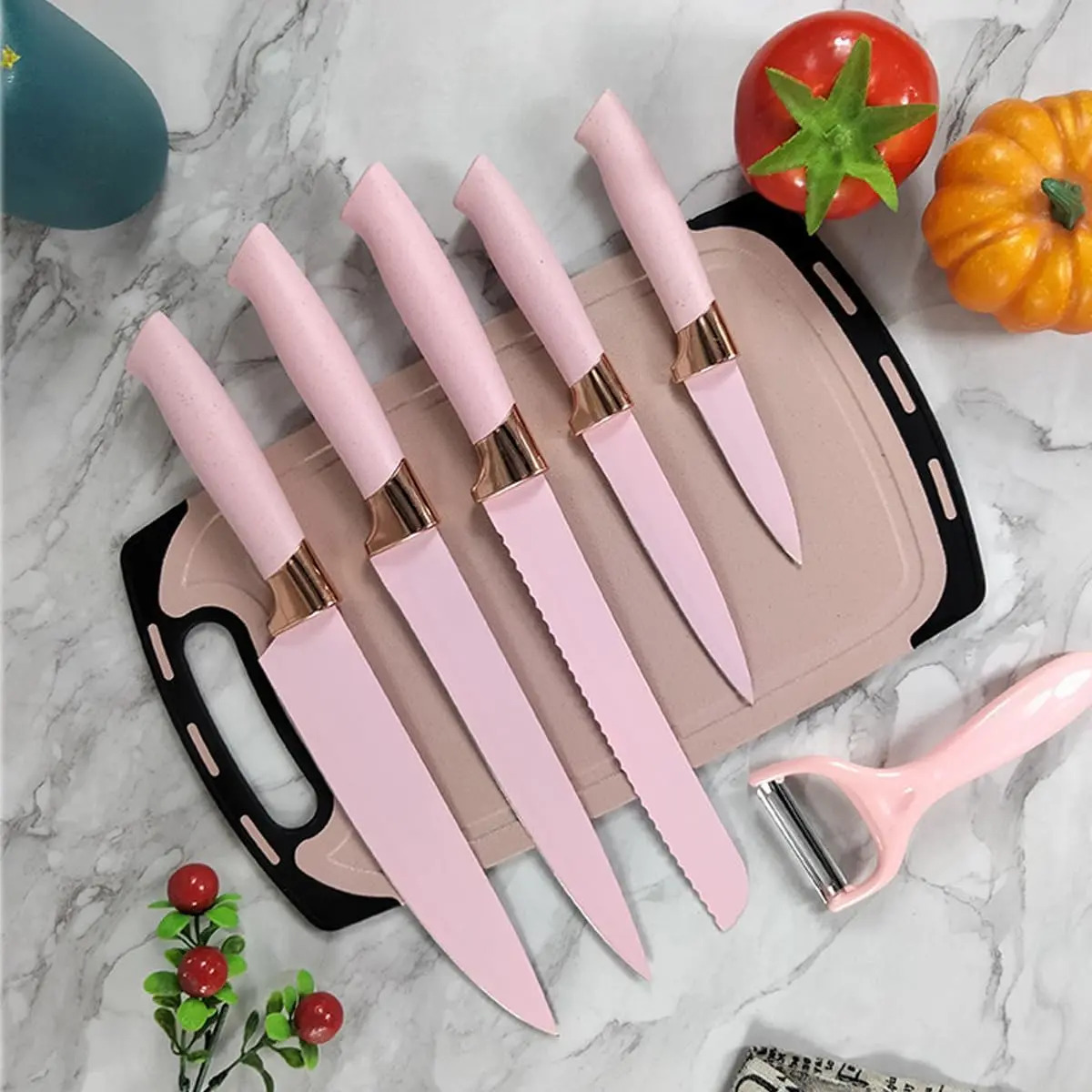 Set De Cuchillos Premium 9 Piezas Con Soporte Giratorio Liso - Imagen 3