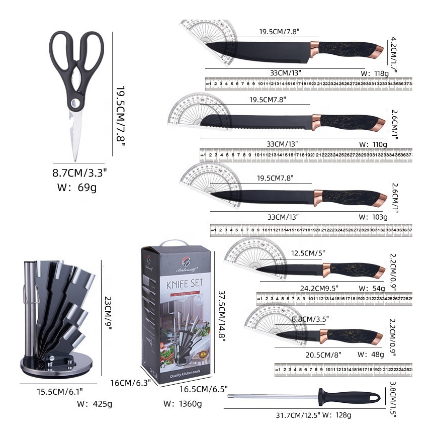 Set De Cuchillos Premium 8 Piezas Con Soporte Giratorio - Imagen 15