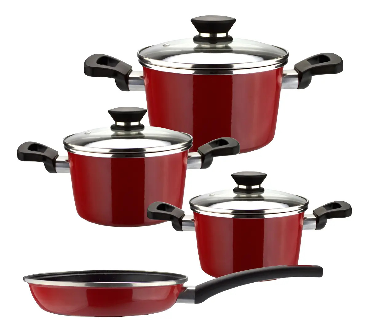 Batería Cocina Magefesa Roja Set 7 Piezas Acero Vitrificado