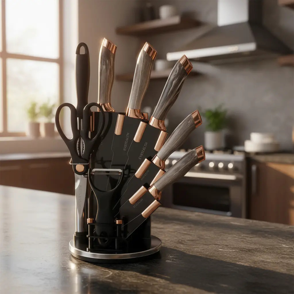 Set De Cuchillos Premium 9 Piezas Con Soporte Giratorio - Imagen 20