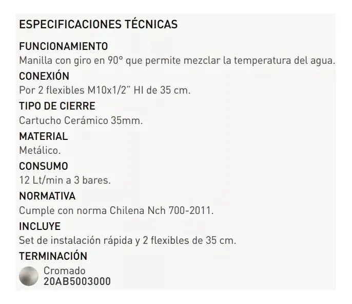 Llave Monomando Lavatorio Alabama Pmb - Imagen 6