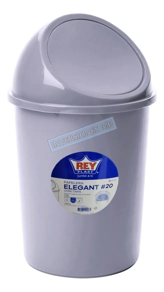 Basurero Con Tapa De Cierre Automático 12 Litros Reyplast