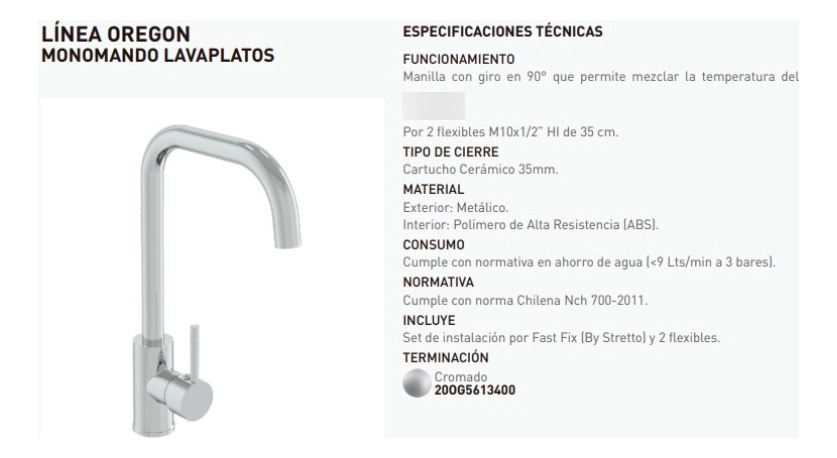 Monomando Lavaplatos Modelo Oregon Caño Recto Marca Pmb - Imagen 10