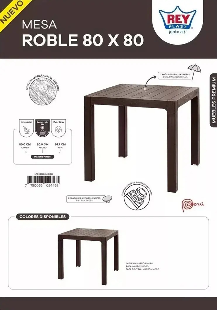 Mesa 80x80 Para Cafe Comedor Oficina Cocina Marca Reyplast - Imagen 3