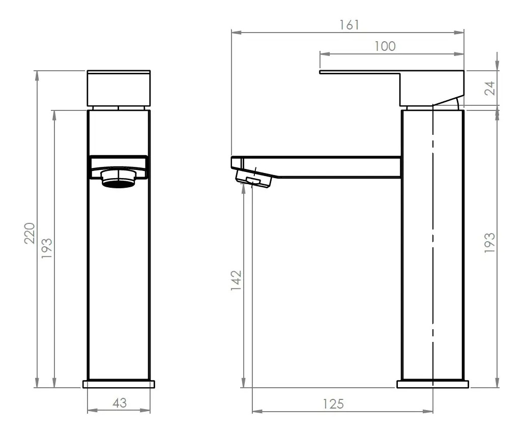 Llave Monomando Lavatorios Alto Legge Negro Mate Stretto - Imagen 4