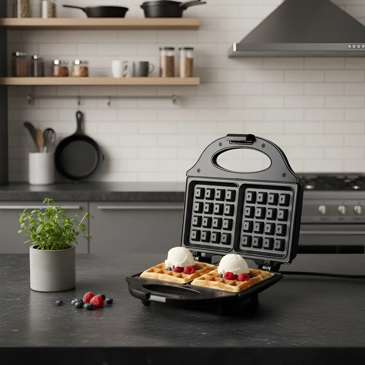 Wafflera Doble Maquina Para Preparar Waffles Potencia 750w