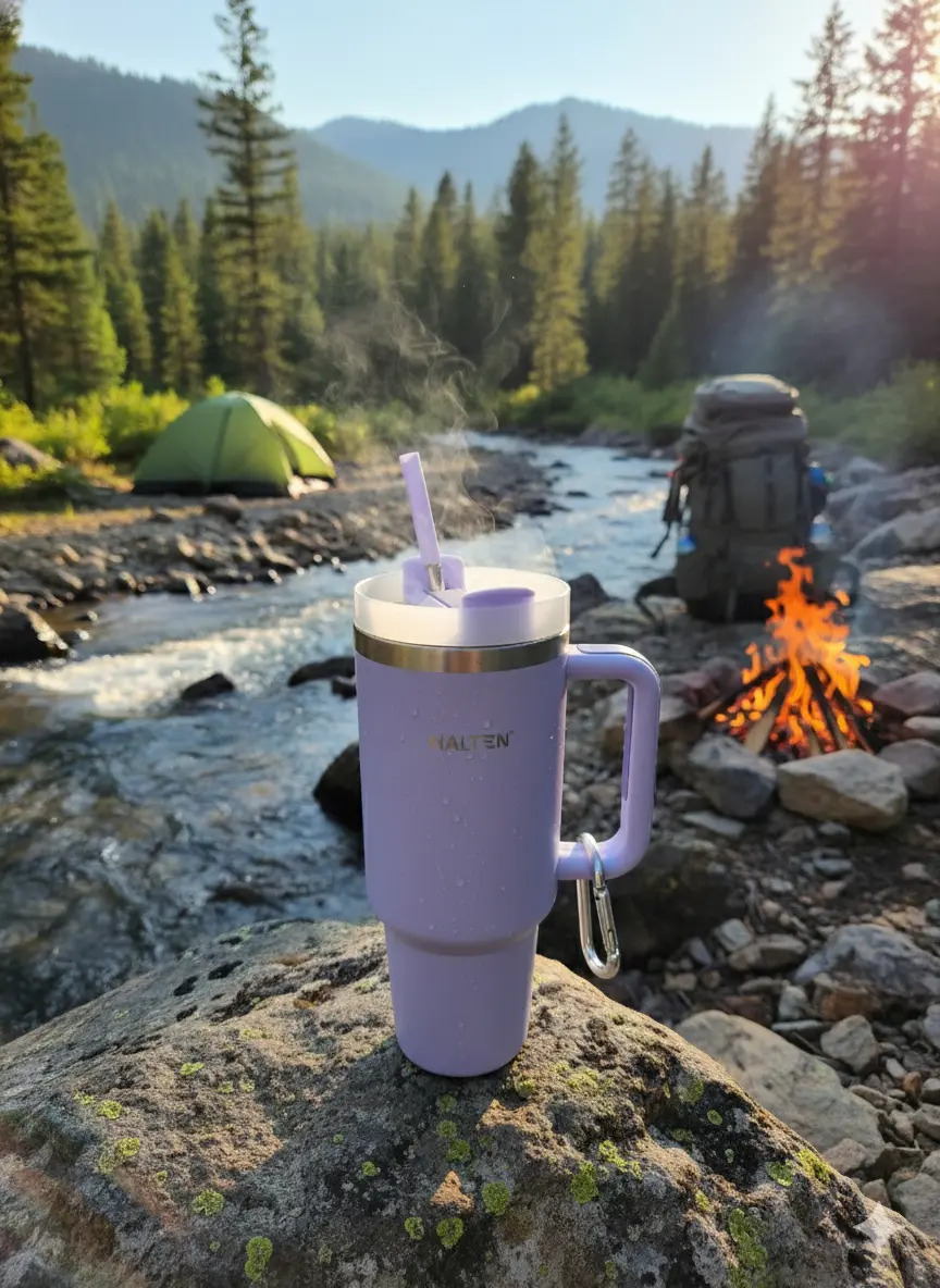 Big Mug Halten Térmico 1.2l Con Tapa Y Sorbete Acero Inox