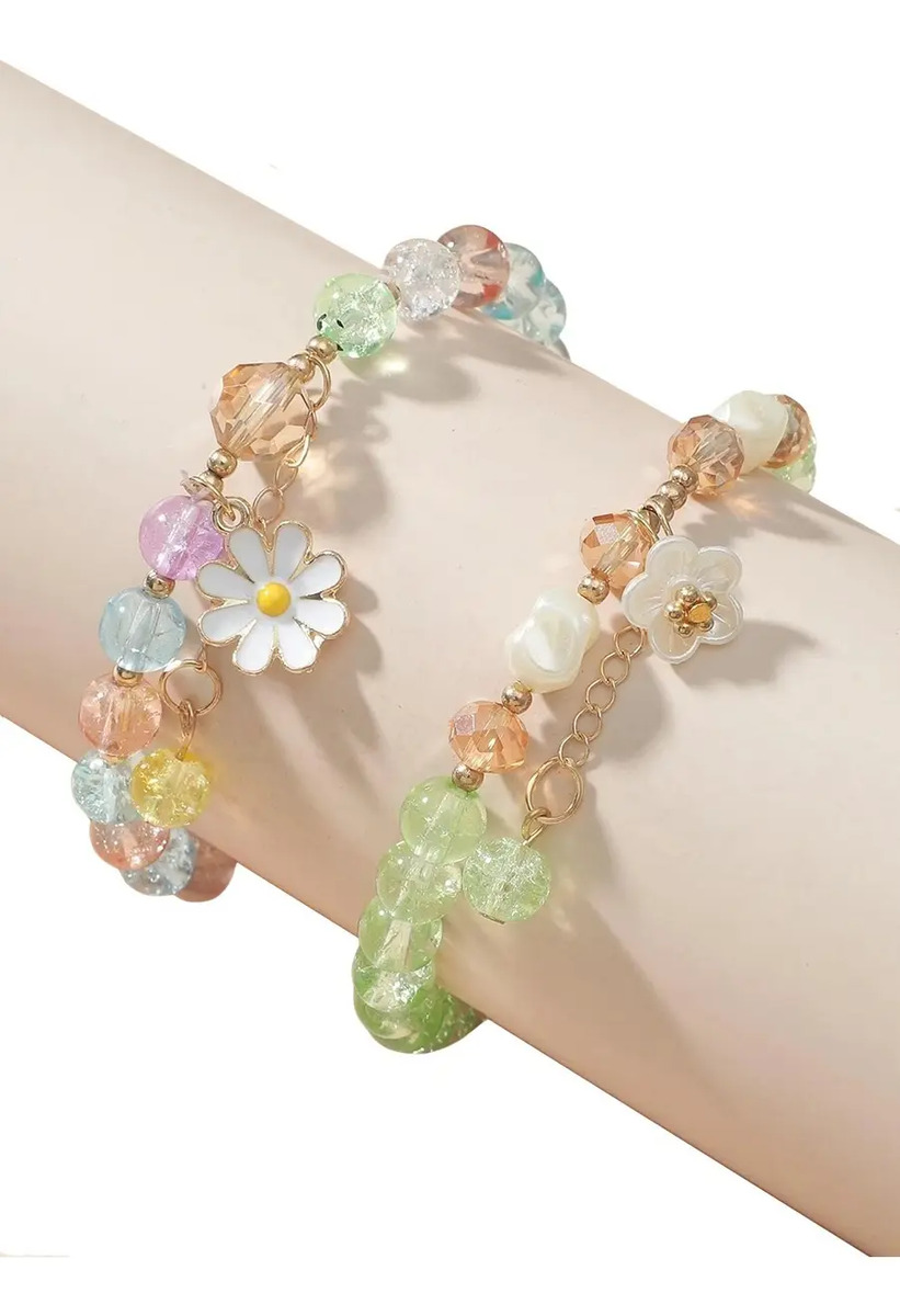 Pulsera Brazalete Detalles Piedras De Imitación Y Flor Pnl