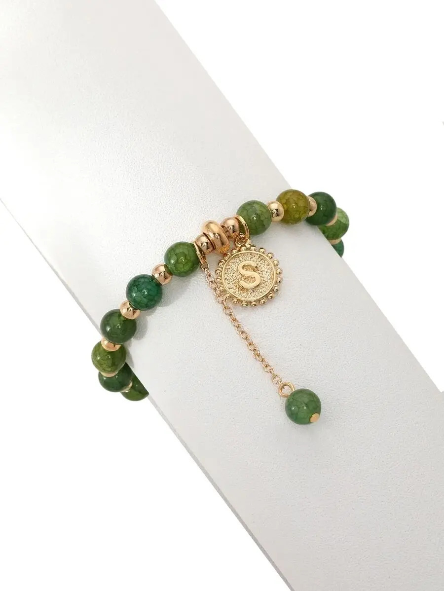 Pulsera  Elegante Con Cuenca Circular Diseño De Vidrio Pnl