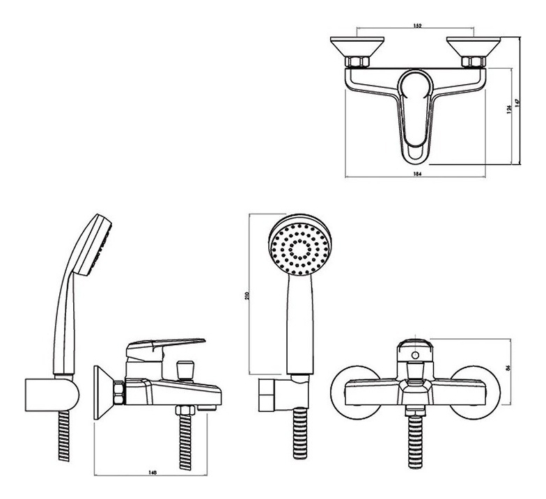 Monomando Llave Grifo Para Tina Ducha Modelo Padova Stretto - Imagen 5