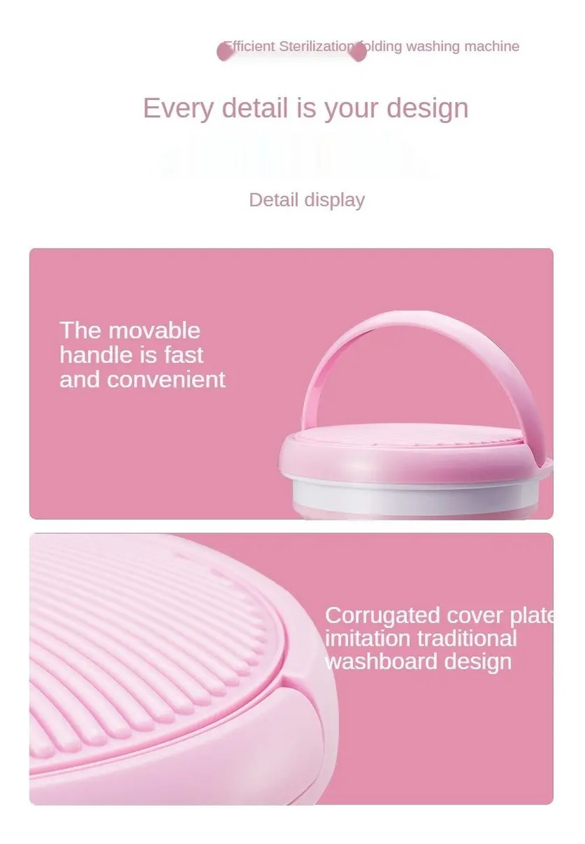 Mini Lavadora Plegable Portatil Ultrasonica Ropa Liviana - Imagen 17