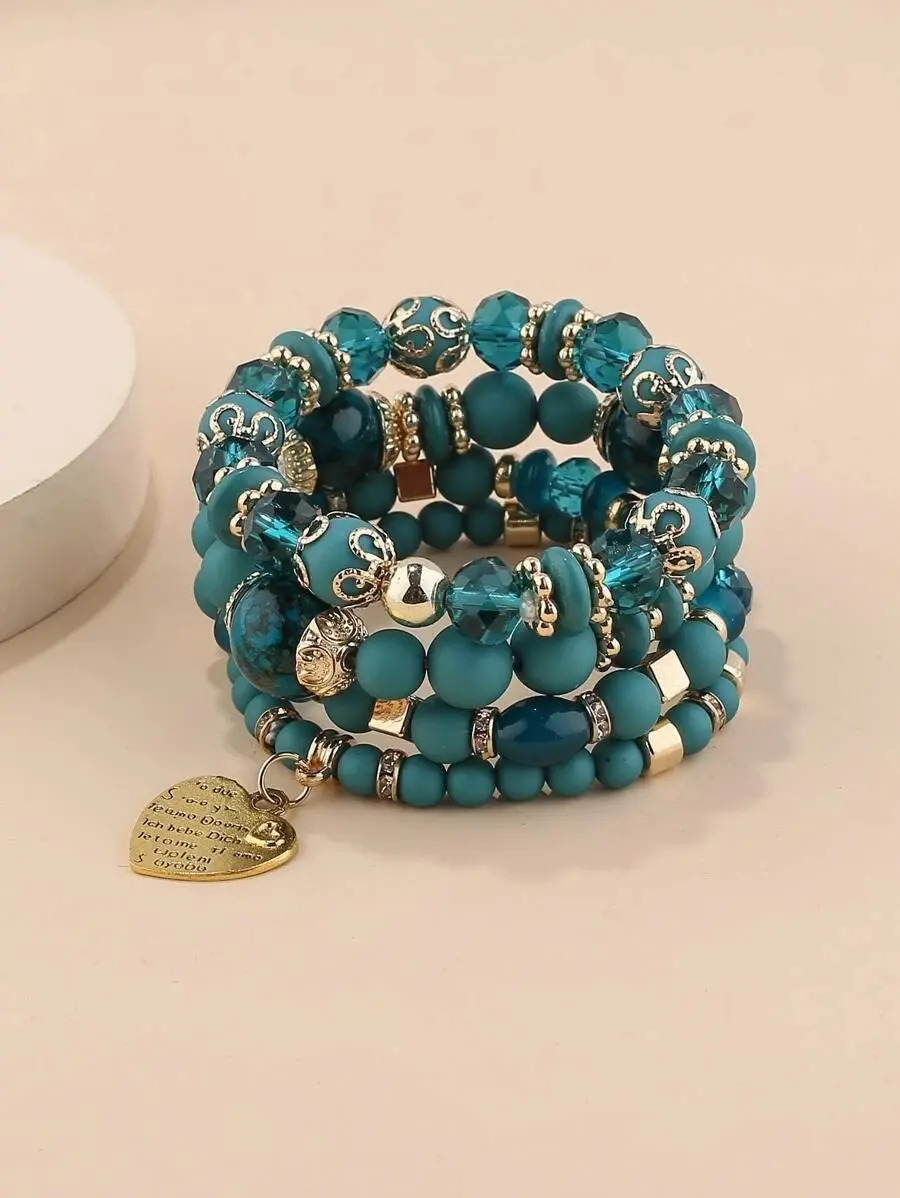 Pulsera Con Cuenta Con Corazón Set 4 Piezas Pnl - Imagen 2