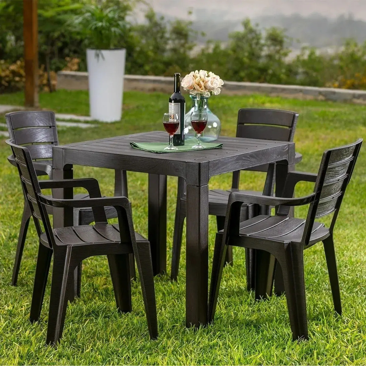 Silla Comedor/terraza/camping Rattan Con Apoyabrazos - Imagen 4