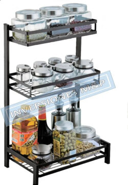 Oganizador Rack De Especias Y Multifuncional 3 Niveles Negro
