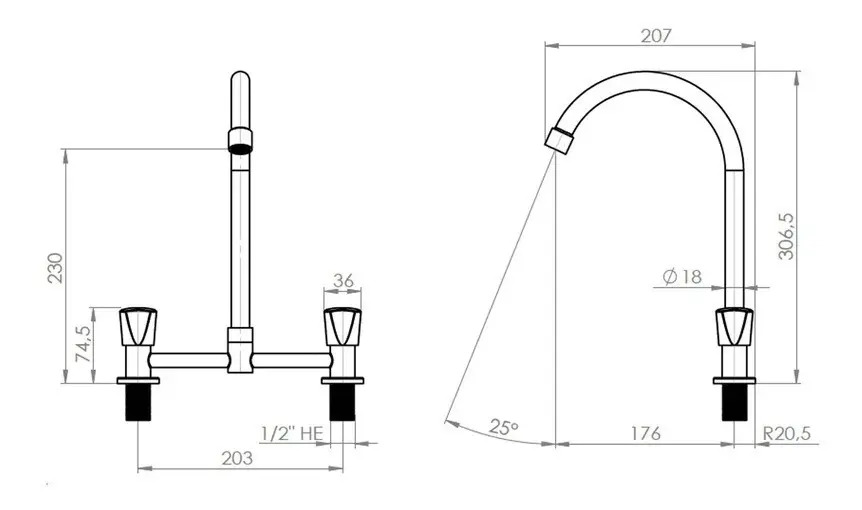Combinación Grifo Llave Doble Para Lavaplatos Fregadero - Imagen 6