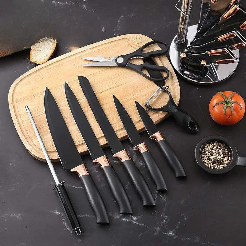 Set De Cuchillos Premium 9 Piezas Con Soporte Giratorio Liso - Imagen 19