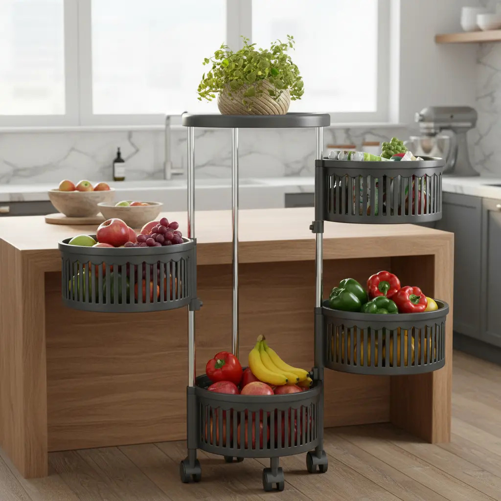 Carrito Organizador Verdulero Frutero Giratorio 4 Estantes
