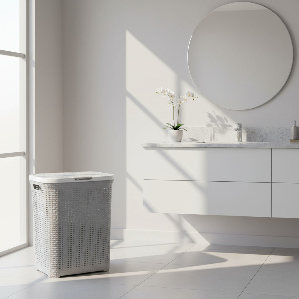 Cesto Canasto Para Ropa Ratan 60 Litros Con Tapa Reyplast - Imagen 9