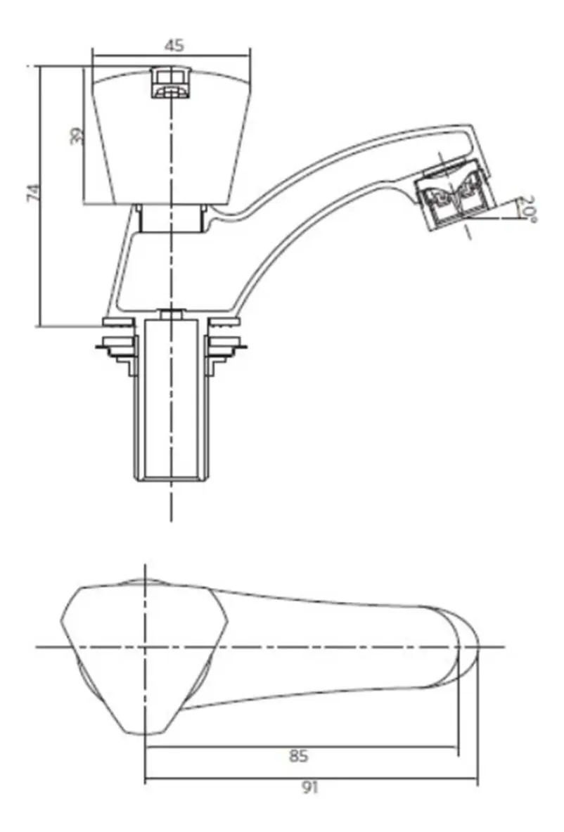 Llave Lavatorio Mossini Tevere Color Cromo - Imagen 2