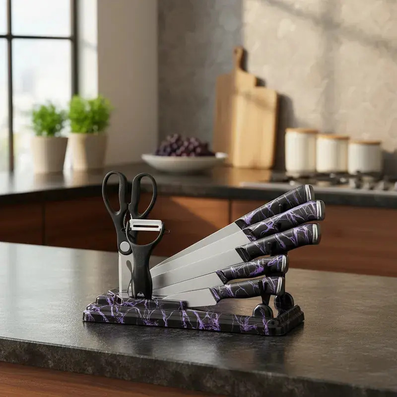 Set De Cuchillos De Cocina 9 Piezas Black Thunder